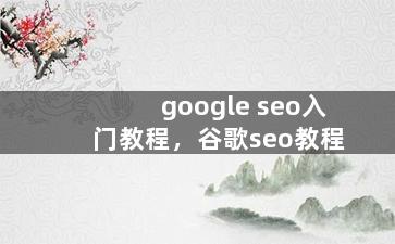 google seo入门教程，谷歌seo教程